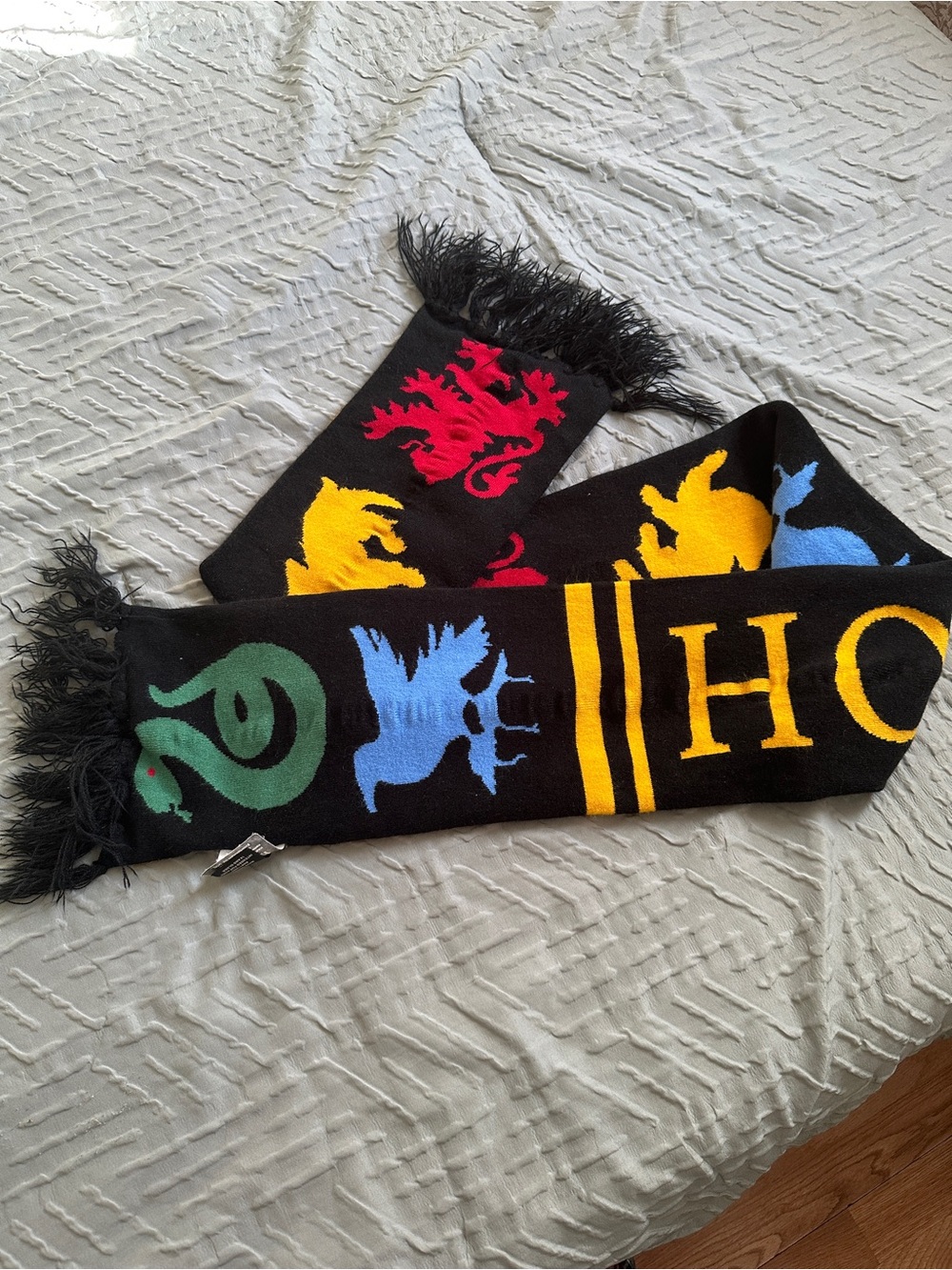 Black House Crest Scarf with Multicolor Crests